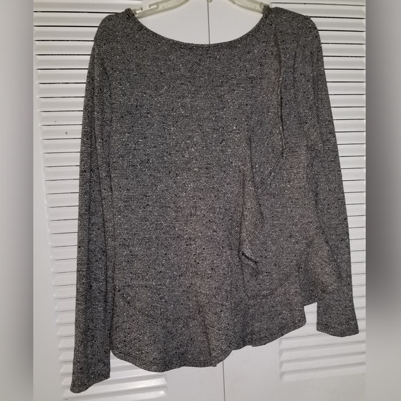 Charming Charlie Ruffled Silver/Gray blouse - Picture 4 of 4